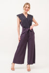 And The Why Laced Surplice Tie Waist Jumpsuit - Cocoa Yacht Club