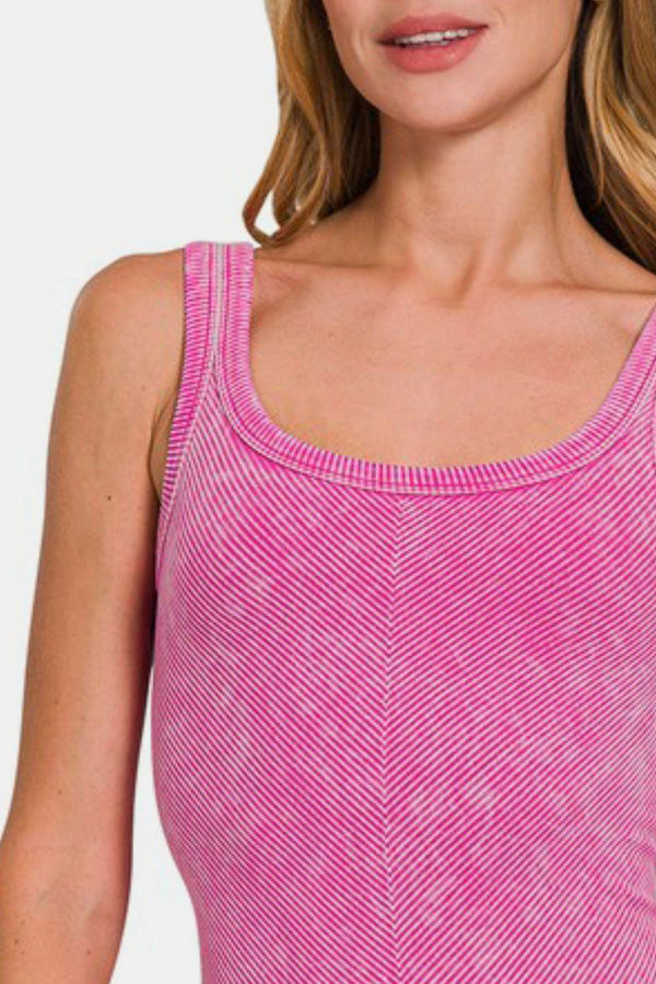 Zenana Ribbed Scoop Neck Tank Top