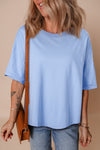 White Plain Side Slit Oversized Tee