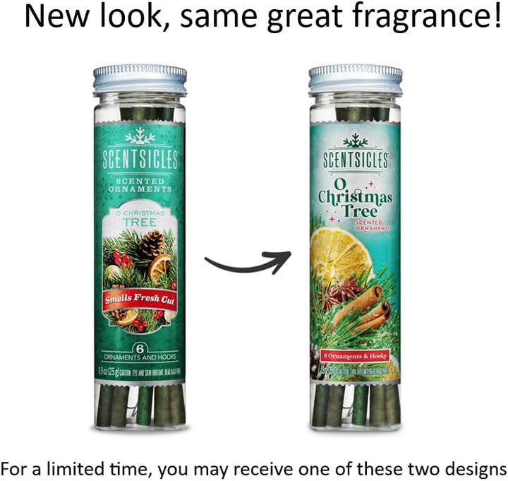 Scentsicles White Winter Fir Scented Christmas Tree Ornaments - 2 Bottles (12 Sticks Total)