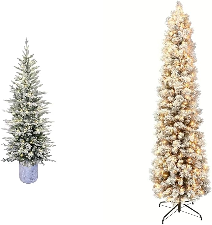 International 4.5ft Pre-Lit Potted Flocked Arctic Fir Christmas Tree