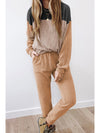 Brown Colorblock Corded Slouchy Top and Pants Set