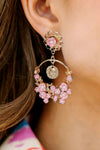 Pink Boho Flower Vintage Drop Earring