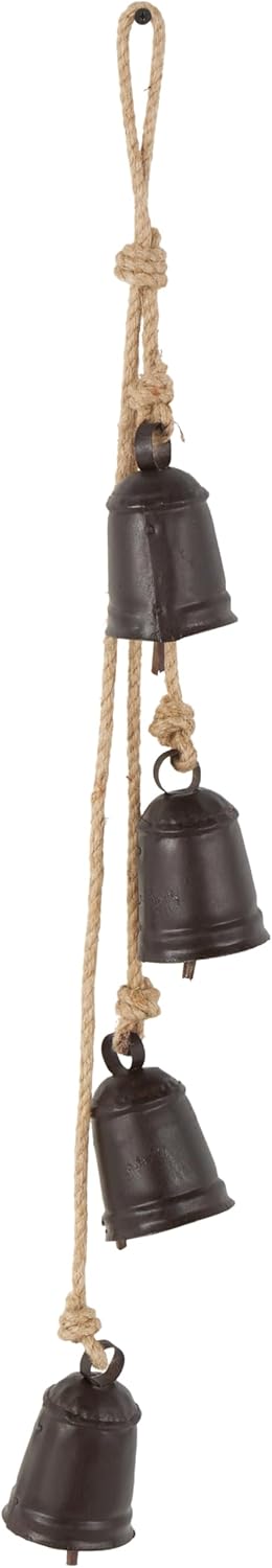 Deco 79 Gold Metal Tibetan Inspired Decorative Giant XL Cow Bells