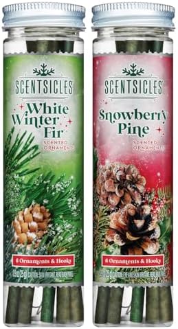 Scentsicles White Winter Fir Scented Christmas Tree Ornaments - 2 Bottles (12 Sticks Total)