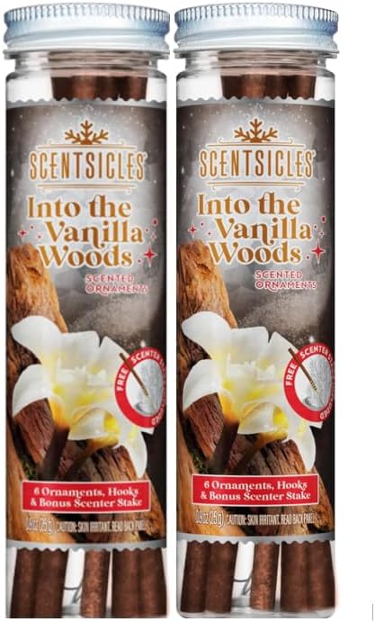 Scentsicles White Winter Fir Scented Christmas Tree Ornaments - 2 Bottles (12 Sticks Total)