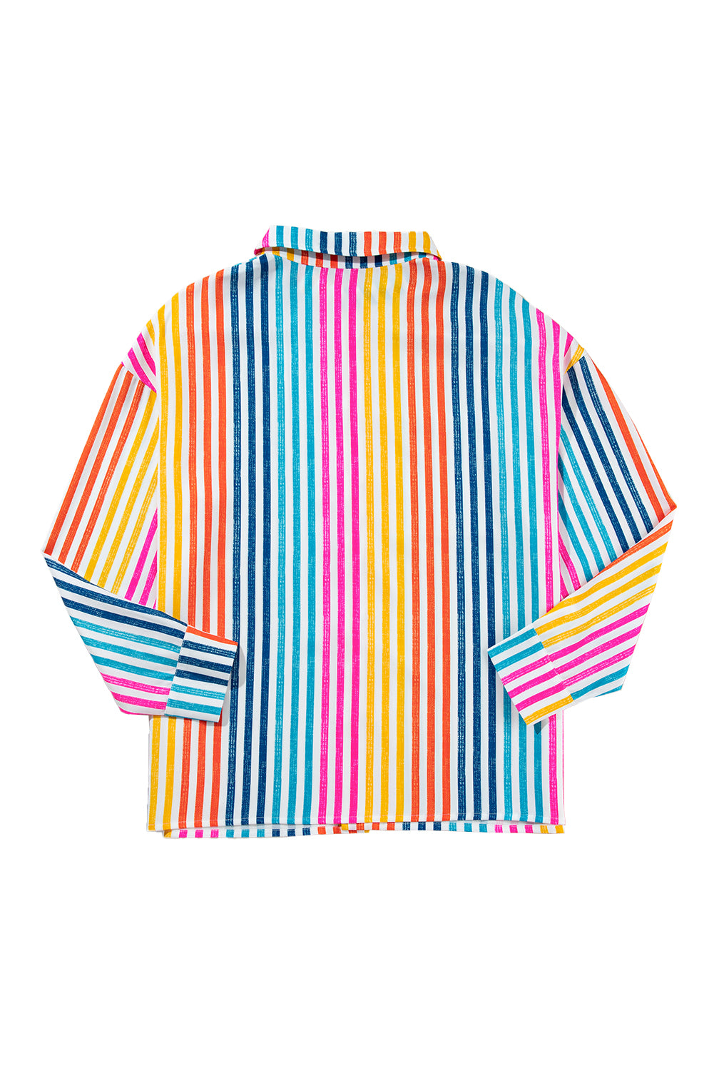 Colorful Striped Patch Pocket Long Sleeve Shirt