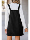 Black Plain Corduroy Pockets Overall Dress