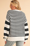 Black & White Striped Drop Sleeve Knit Sweater