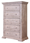 37" White Solid Wood Five Drawer Chest