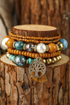 Chestnut 5pcs Boho Beaded Turquoise Bracelets Set