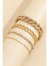 Silvery 4pcs Rhinestone Decor Adjustable Chain Bracelet Set