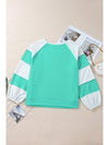 Aruba Blue Colorblock Patchwork Plus Sweatshirt