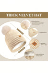 White Knit Beanie Hat Scarf and Gloves 3pcs Winter Thermal Set