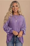 Brown Contrast Print Striped Raglan Long Sleeve Loose Top