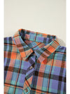 Orange Plus Size Plaid Print Buttoned Shirt