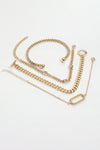 Gold 4Pcs Rhinestone Decor Twist Adjustable Chain Bracelet Set