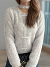 Cutout Knot Button Long Sleeve Cardigan