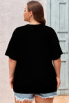 Black Twist Corded V-Neck Plain Plus T-Shirt