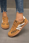 Thai Curry PU Leather Leopard Patchwork Contrast Detail Lace-up Shoes