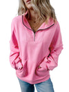 Black Zip-up Stand Neck Kangaroo Pocket Sweatshirt