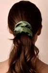 Grass Green Solid PU Leather Elastic Hair Scrunchie