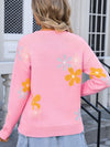 Angel Wings Flower Round Neck Dropped Shoulder Sweater - Cocoa Yacht Club