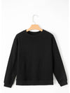 Black Solid Color Drop Shoulder Terry Sweatshirt