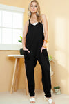 Black Solid Color Loose Fit Harem Jumpsuit