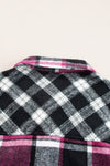 Black Plaid Colorblock Loose Flat Pocket Shacket