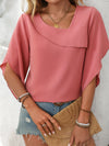 Mandy Ruffled Asymmetrical Neck Half Sleeve Blouse