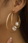 Gold Pearl Decor Dual Hook Earrings