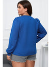 Plus Size Textured Round Neck Long Sleeve Top