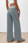 Black Stripe Colorblock Wide Leg Pants