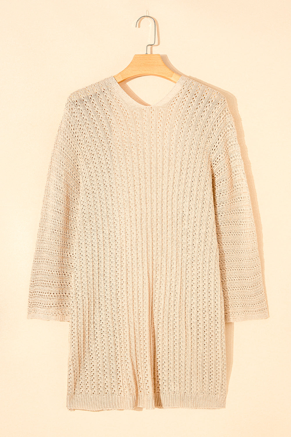 Rose Hollow-out Bracelet Sleeve Knit Cardigan