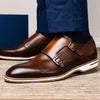 Hand Burnished Italian Calfskin Monkstrap, Brown