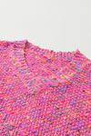Hot Pink Mixed Color Chunky Knit Sweater