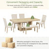 TOPMAX Contemporary 6-Piece 78inch Extendable Pedestal Dining Table Set with 18inch Removable Leaf and Dining Bench, 4 Upholstered Dining Chairs, Natural