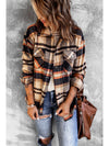 Brown Plaid Button Up Long Sleeve Flannel Shacket