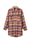 Multicolour Plus Size Plaid Print Collared Button Up Jacket