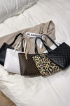 Camel Leopard Print PU Leather Tote Bag