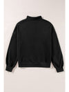 Black Zip-up Stand Neck Kangaroo Pocket Sweatshirt