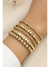 Gold 5Pcs Plated Cube Beaded Bracelet Set