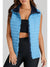 Sky Blue Plush Collared Quilted Zipped Puffer Vest