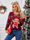 Gingerbread Round Neck Long Sleeve Sweater - Cocoa Yacht Club