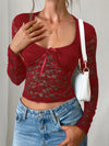 Devine Scoop Neck Long Sleeve Lace Top