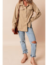 Frill Button Up Long Sleeve Shacket