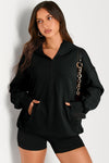 Bonbon Kangaroo Pocket Half Zipper Oversized Hoodie