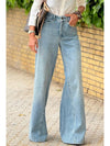 Dusk Blue Acid Wash Flared Leg Jeans