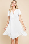 Culture Code Full Size Short Sleeve Ruffled Asymmetric Hem Dress - Cocoa Yacht Club